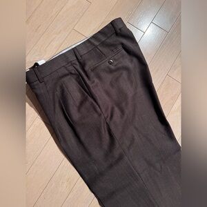 Zanella Men's Alter Brown Wool Pleated Dress Pants 38